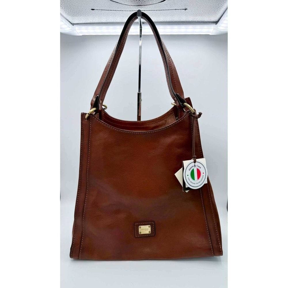 Gianni Conti Cinzia Brown Italian Leather Convertible Shoulder Crossbody Bag NWT